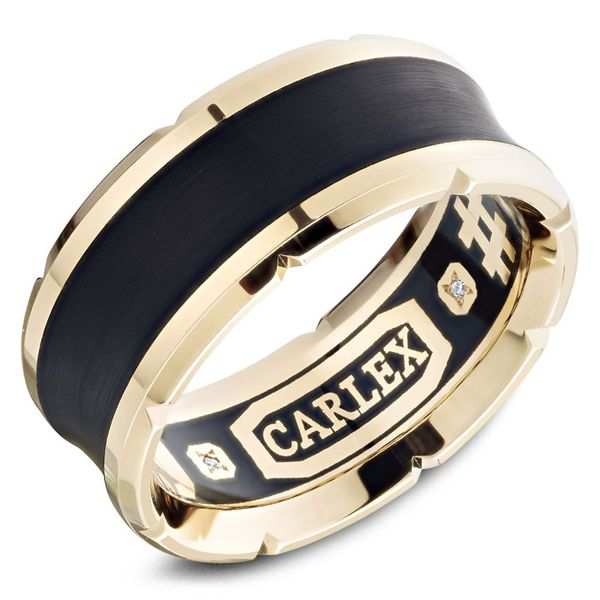Men's Carlex G4 Collection Diamond Wedding Band with Carbon Inlay. SVS Fine Jewelry Oceanside, NY