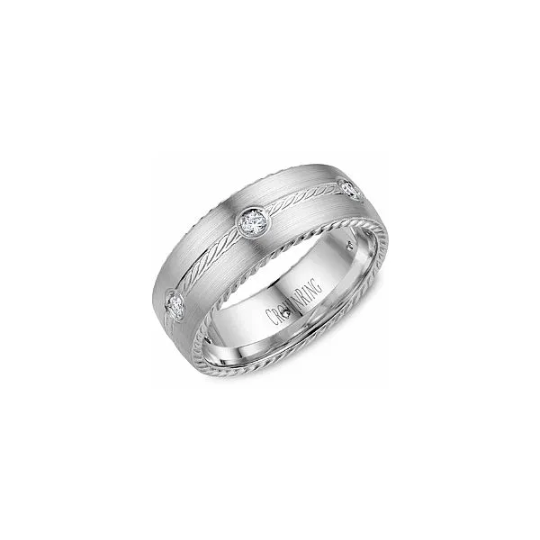Crown Ring Rope Collection White Gold & Diamond Wedding Band SVS Fine Jewelry Oceanside, NY