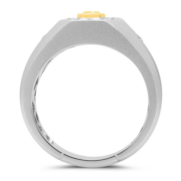 Men's White & Yellow Gold Sandblasted Diamond Ring Image 2 SVS Fine Jewelry Oceanside, NY