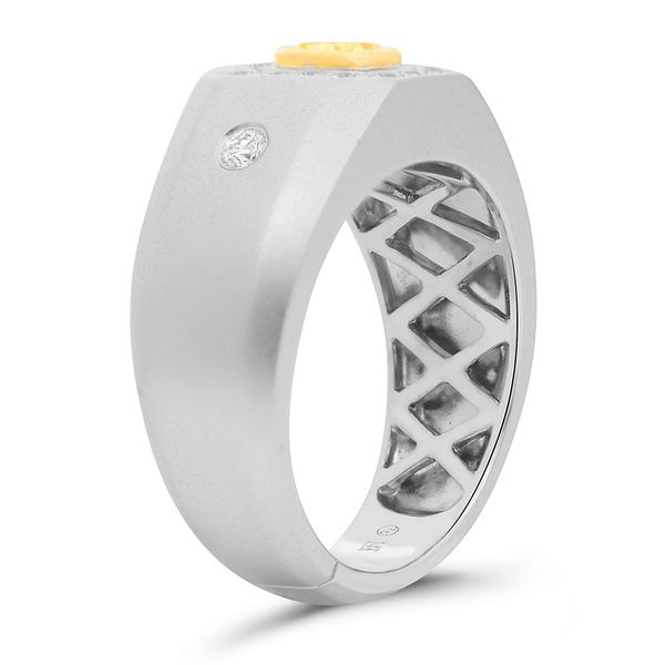 Men's White & Yellow Gold Sandblasted Diamond Ring Image 3 SVS Fine Jewelry Oceanside, NY