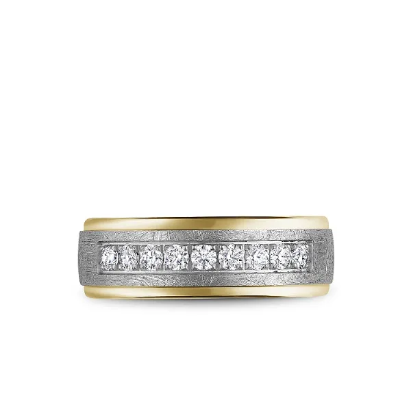 Bleu Royale Collection White & Yellow Gold Wedding Band Image 3 SVS Fine Jewelry Oceanside, NY