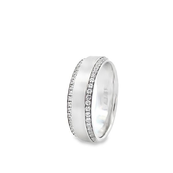 A.Jaffe Men's White Gold & Diamond Wedding Band Image 2 SVS Fine Jewelry Oceanside, NY