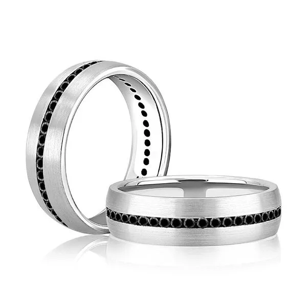 A.Jaffe Men's White Gold & Black Diamond Wedding Band SVS Fine Jewelry Oceanside, NY