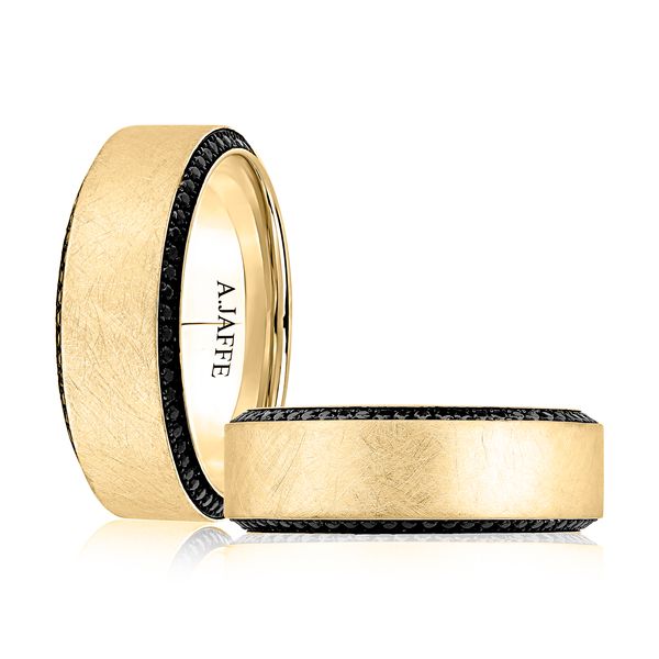 A.Jaffe Men's Yellow Gold & Black Diamond Wedding Band SVS Fine Jewelry Oceanside, NY