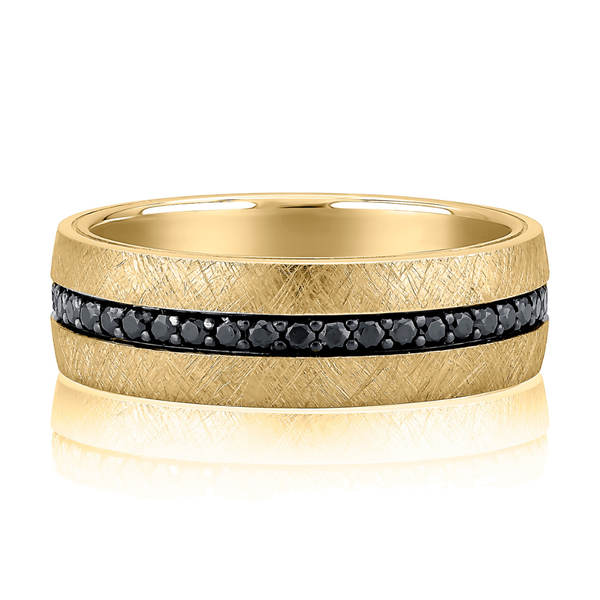 A.Jaffe Men's Gold & Black Diamond Wedding Band SVS Fine Jewelry Oceanside, NY