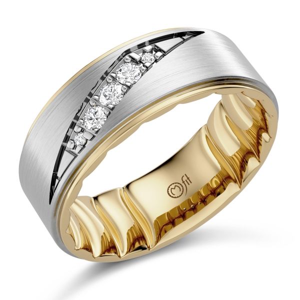 MFIT Men's White & Yellow Gold Wedding Band SVS Fine Jewelry Oceanside, NY