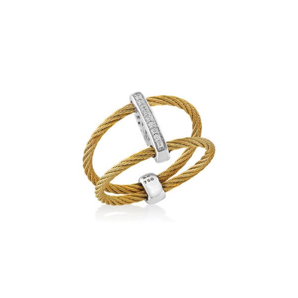 ALOR Classique 18K White Gold & Yellow Cable Ring SVS Fine Jewelry Oceanside, NY