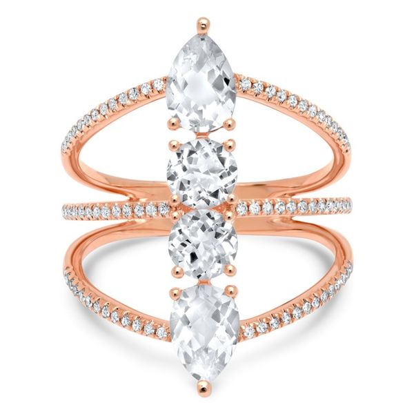 Rose Gold, White Topaz, & Diamond Fashion Ring Image 3 SVS Fine Jewelry Oceanside, NY