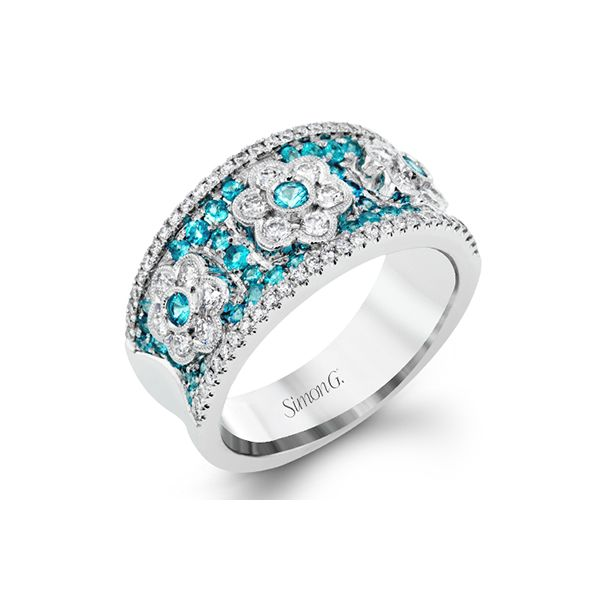 Simon G. Modern Enchantment Collection Blue Paraiba & Diamond Ring SVS Fine Jewelry Oceanside, NY
