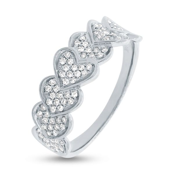 14K White Gold and Diamond Pave Heart Ring Image 2 SVS Fine Jewelry Oceanside, NY