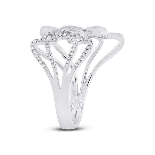 14K White Gold and Diamond Abstract Floral Open Ring Image 3 SVS Fine Jewelry Oceanside, NY