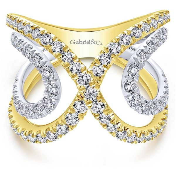 Gabriel & Co. Lusso Collection White & Yellow Gold Diamond Fashion Ring SVS Fine Jewelry Oceanside, NY