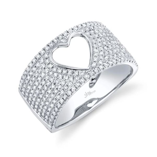 Shy Creation White Gold And Diamond Pave Heart Ring SVS Fine Jewelry Oceanside, NY