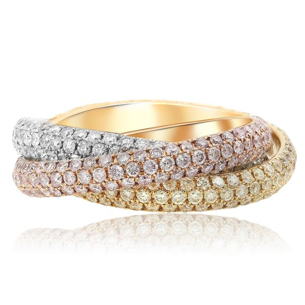 18K Tri-Colored Interlocking Diamond Ring SVS Fine Jewelry Oceanside, NY