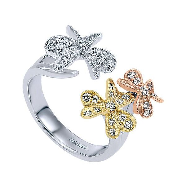 Gabriel & Co. Floral 14K Yellow/White/Rose Gold Ring Image 3 SVS Fine Jewelry Oceanside, NY