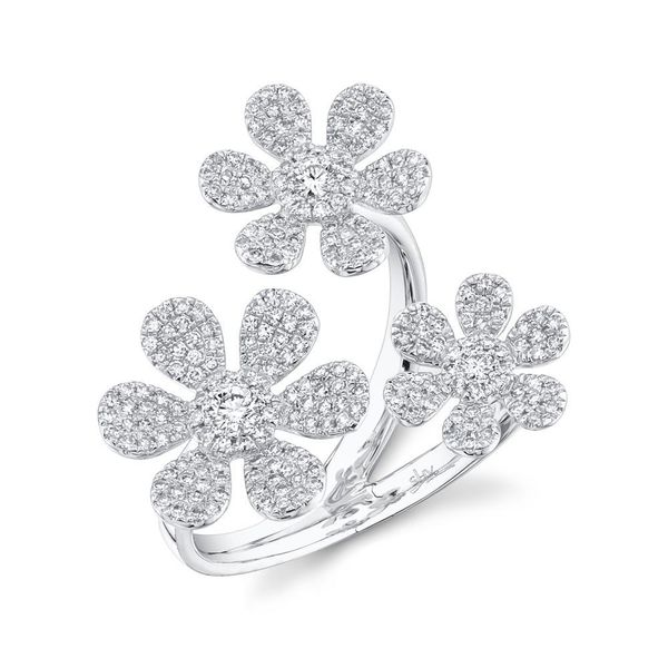 Shy Creation White Gold Diamond Flower Ring, 0.62Cttw SVS Fine Jewelry Oceanside, NY