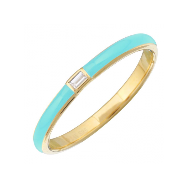 Turquoise Enamel Diamond Stackable Ring SVS Fine Jewelry Oceanside, NY