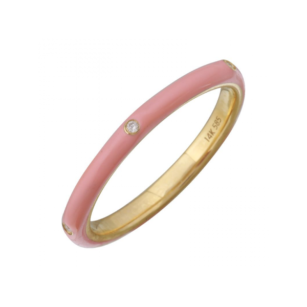 Pink Enamel Diamond Stackable Ring SVS Fine Jewelry Oceanside, NY