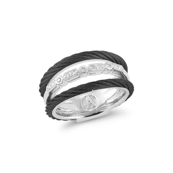 ALOR Black Cable Ring, 0.09Cttw, Size 7 SVS Fine Jewelry Oceanside, NY