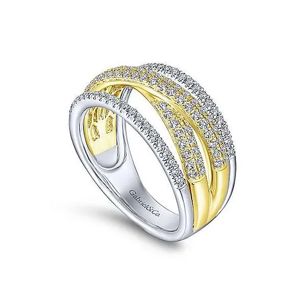 Gabriel & Co. Lusso Yellow & White Gold Twisted Ring Image 2 SVS Fine Jewelry Oceanside, NY