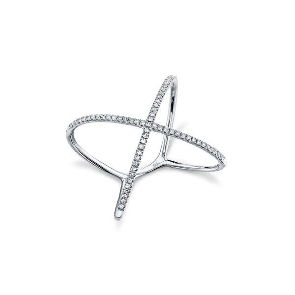 Shy Creation White Gold and Diamond 'X' Ring SVS Fine Jewelry Oceanside, NY