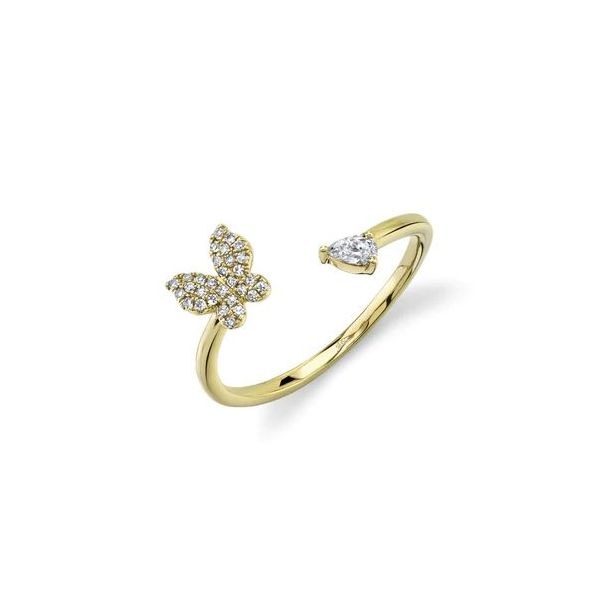 Shy Creation Yellow Gold And Diamond Butterfly Ring SVS Fine Jewelry Oceanside, NY