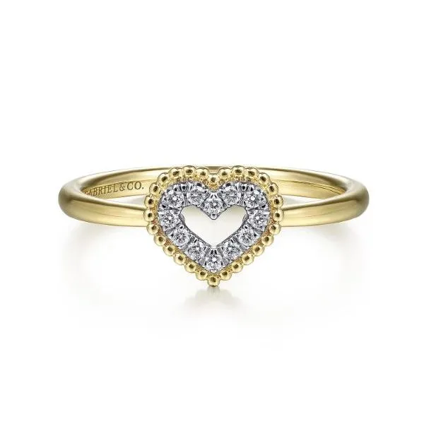 Gabriel & Co. Bujukan Yellow Gold Diamond Heart Ring SVS Fine Jewelry Oceanside, NY