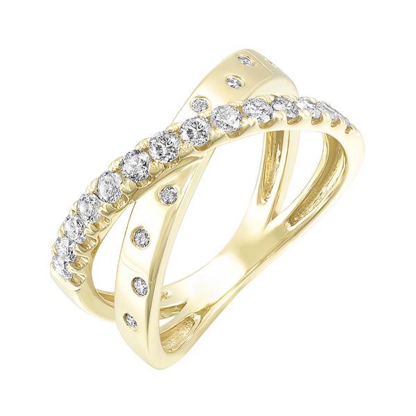 Yellow Gold Diamond Crossover Ring SVS Fine Jewelry Oceanside, NY