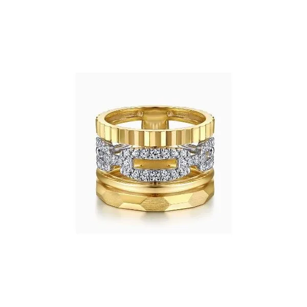 Gabriel & Co. Contemporary White & Yellow Gold Ring SVS Fine Jewelry Oceanside, NY