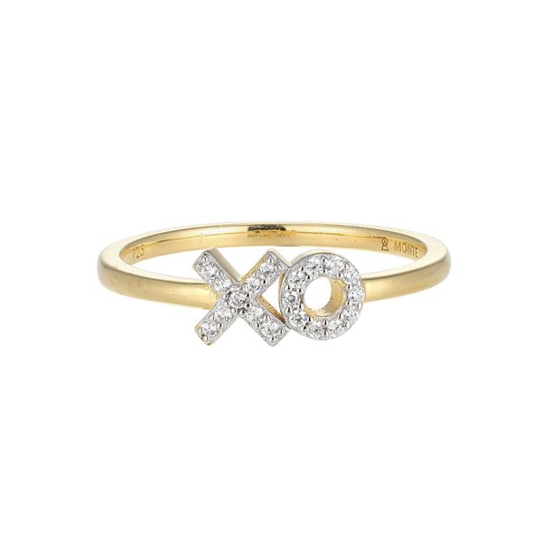 Lab Grown Diamond Yellow Gold Plated XO Stackable Ring, .09ctw Image 2 SVS Fine Jewelry Oceanside, NY