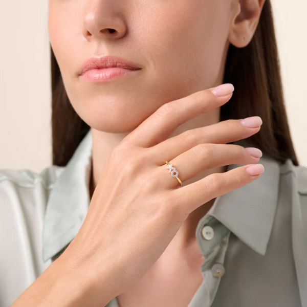 Lab Grown Diamond Yellow Gold Plated XO Stackable Ring, .09ctw Image 3 SVS Fine Jewelry Oceanside, NY