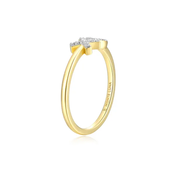 Lab Grown Diamond Yellow Gold Plated XO Stackable Ring, .09ctw Image 4 SVS Fine Jewelry Oceanside, NY