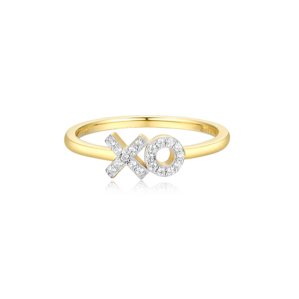 Lab Grown Diamond Yellow Gold Plated XO Stackable Ring, .09ctw SVS Fine Jewelry Oceanside, NY