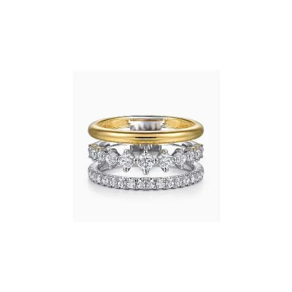 Gabriel & Co. Contemporary White & Yellow Gold Ring SVS Fine Jewelry Oceanside, NY