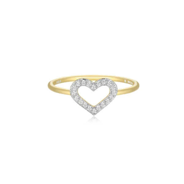 Lab Grown DIamond Yellow Gold Plated Heart Ring, .10ctw SVS Fine Jewelry Oceanside, NY