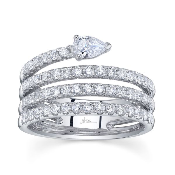 Shy Creation White Gold Diamond Pear Ring Image 5 SVS Fine Jewelry Oceanside, NY