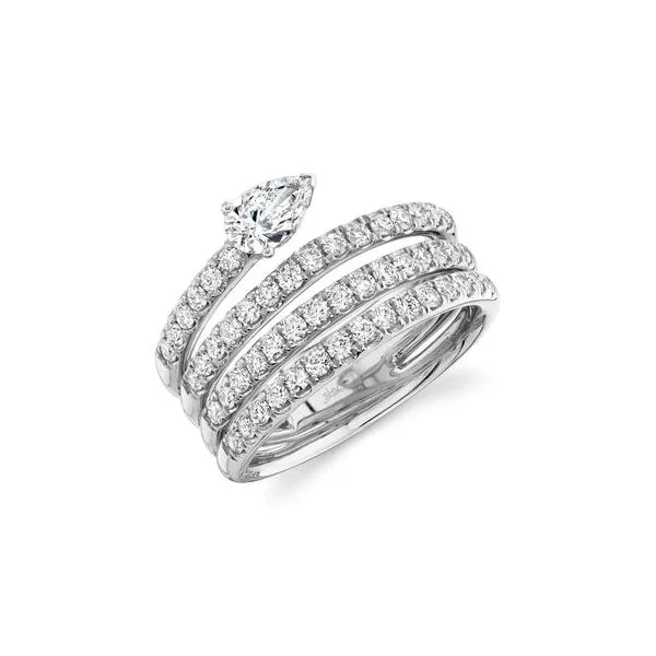 Shy Creation White Gold Diamond Pear Ring SVS Fine Jewelry Oceanside, NY