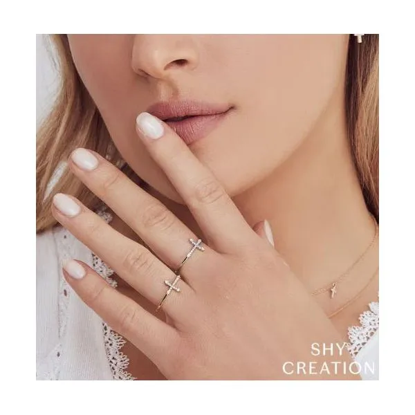 Shy Creation White Gold Diamond Cross Ring Image 2 SVS Fine Jewelry Oceanside, NY