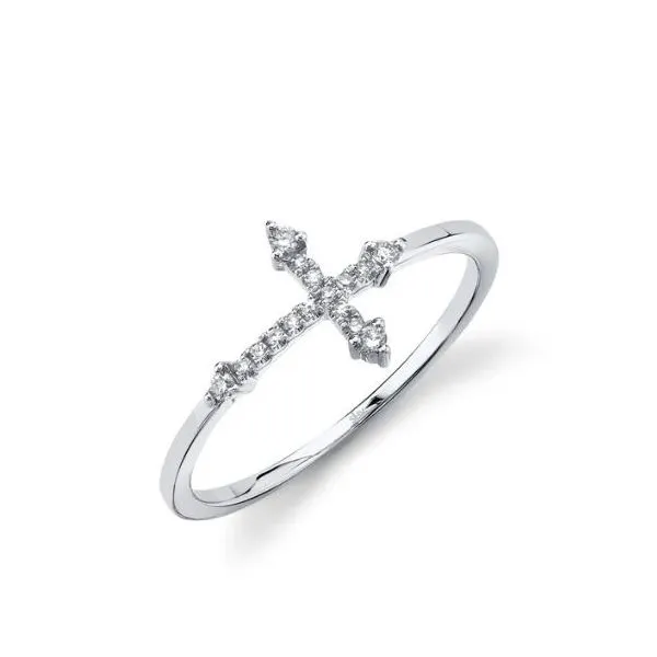Shy Creation White Gold Diamond Cross Ring SVS Fine Jewelry Oceanside, NY