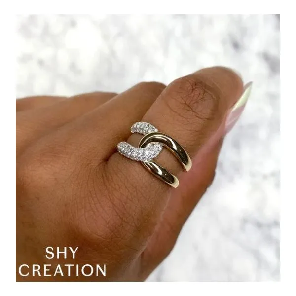 Shy Creation Yellow & White Gold Diamond Ring Image 2 SVS Fine Jewelry Oceanside, NY