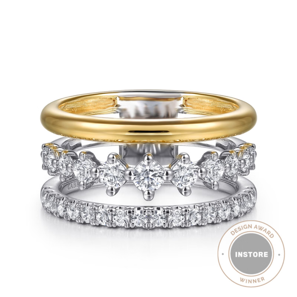 Gabriel & Co. Contemporary White & Yellow Gold Ring SVS Fine Jewelry Oceanside, NY