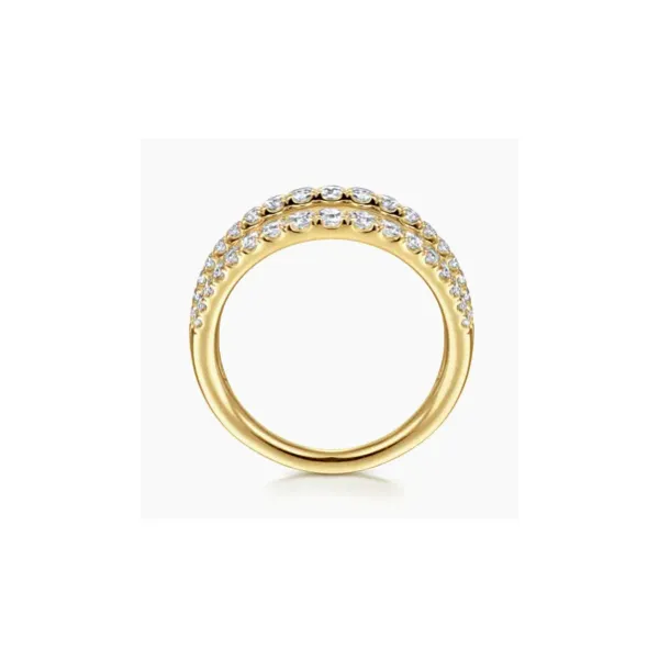 Gabriel Lusso Yellow Gold Three Row Diamond Ring Image 2 SVS Fine Jewelry Oceanside, NY