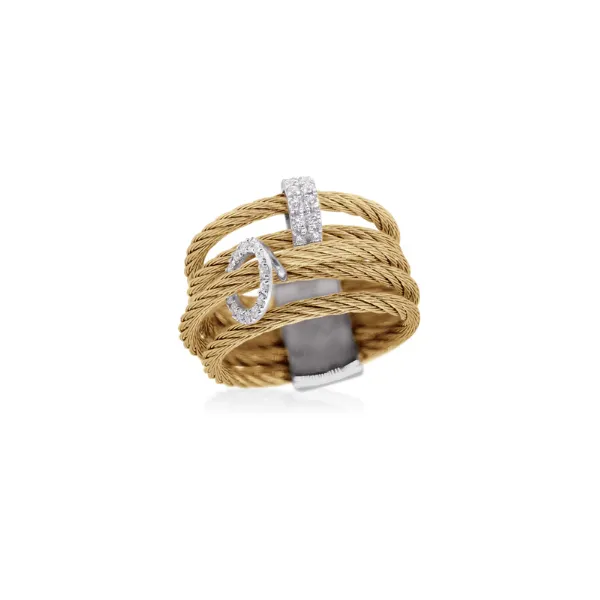 ALOR Yellow Cable Halo Circle Wide Band Ring SVS Fine Jewelry Oceanside, NY