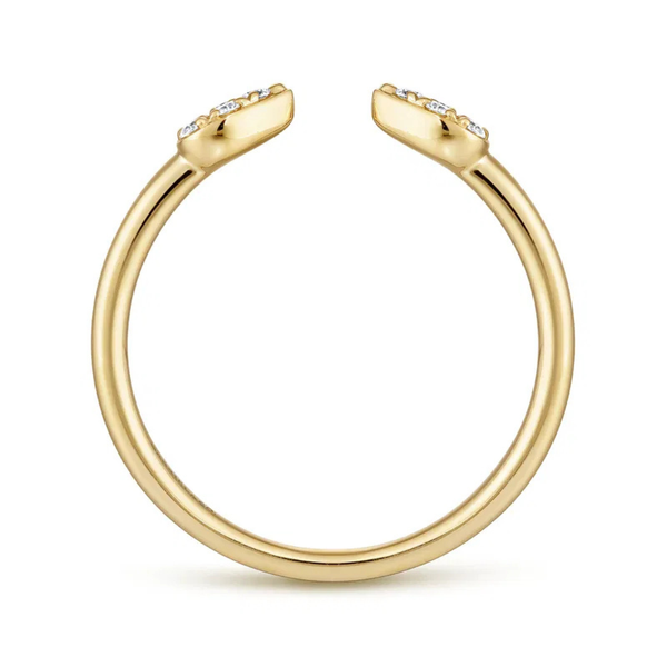 Gabriel & Co. Yellow Gold Teardrop Pave Diamond Split Ring Image 2 SVS Fine Jewelry Oceanside, NY