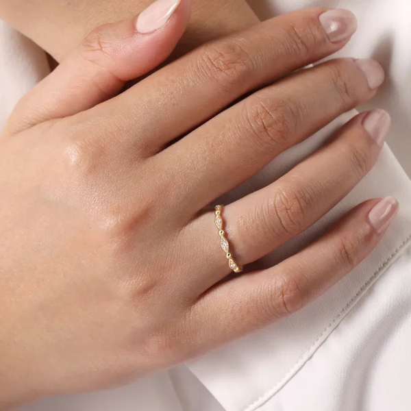 Gabriel & Co. Yellow Gold Bujukan Marquise Station Diamond Ring Image 5 SVS Fine Jewelry Oceanside, NY