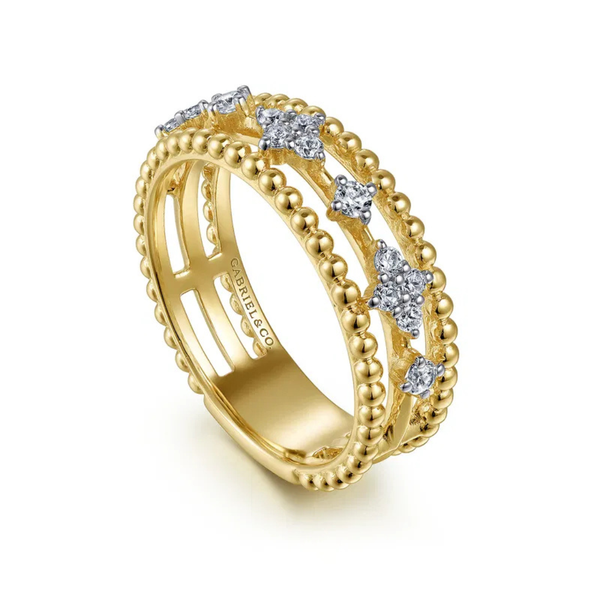 Gabriel & Co. 14K Yellow Gold Diamond and Bujukan Bead Easy Stackable Ring Image 3 SVS Fine Jewelry Oceanside, NY
