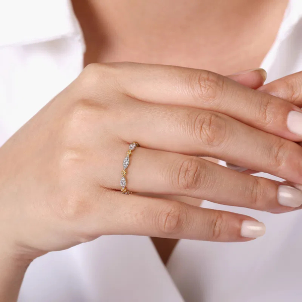 Gabriel & Co. Stackable Yellow Gold Diamond Ring Image 4 SVS Fine Jewelry Oceanside, NY