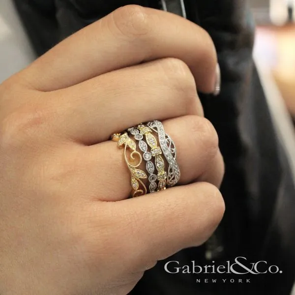 Gabriel & Co. Stackable Yellow Gold Diamond Ring Image 2 SVS Fine Jewelry Oceanside, NY