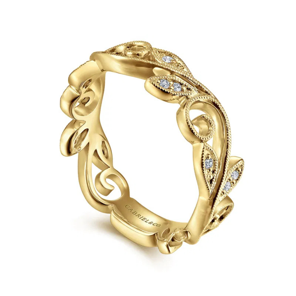 Gabriel & Co. Stackable Yellow Gold Diamond Ring Image 3 SVS Fine Jewelry Oceanside, NY
