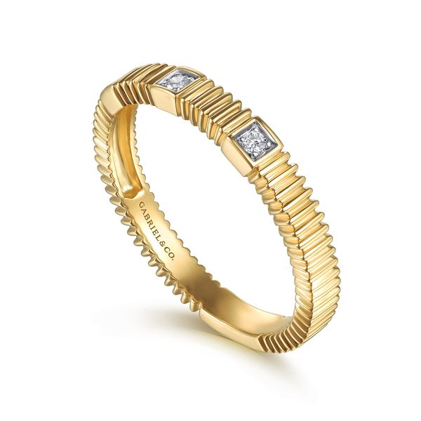 Gabriel Contemporary Yellow Gold Stackable Diamond Ring Image 3 SVS Fine Jewelry Oceanside, NY
